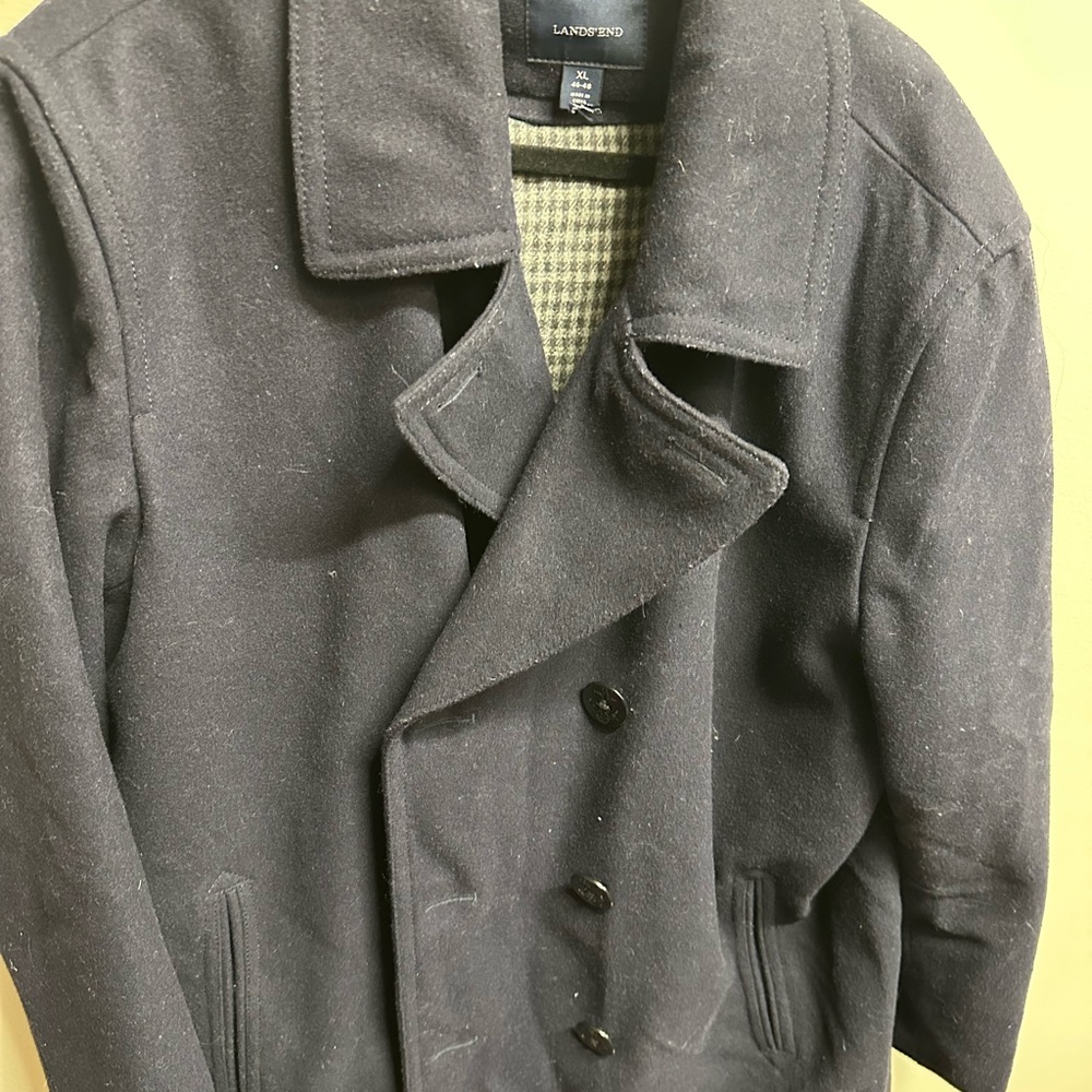 Lands' End Men's Navy Blue Peacoat